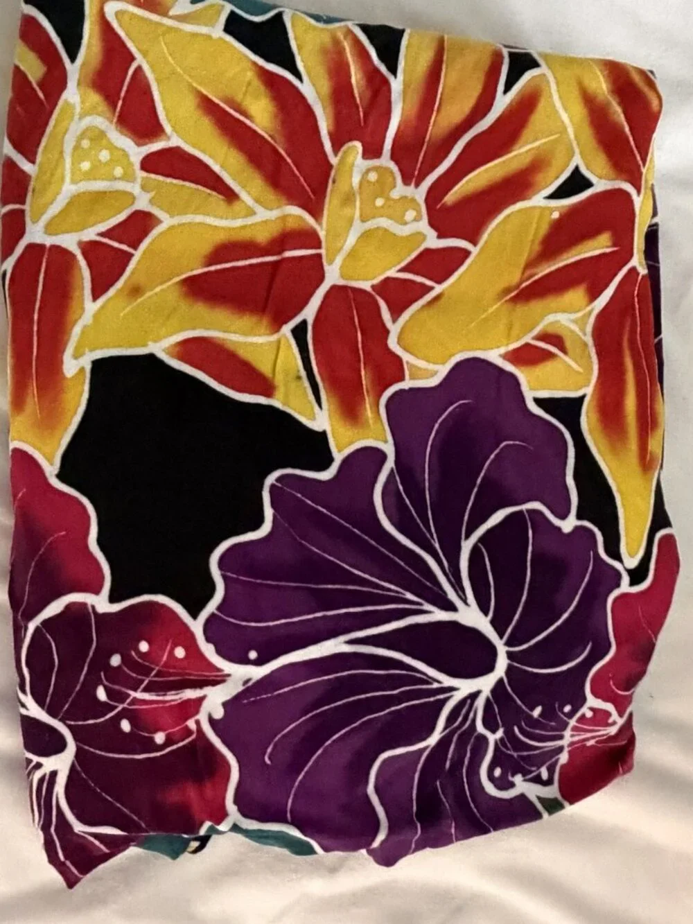 Diamond Head Hawaii Black Tropical Floral Sarong Pareo Wrap